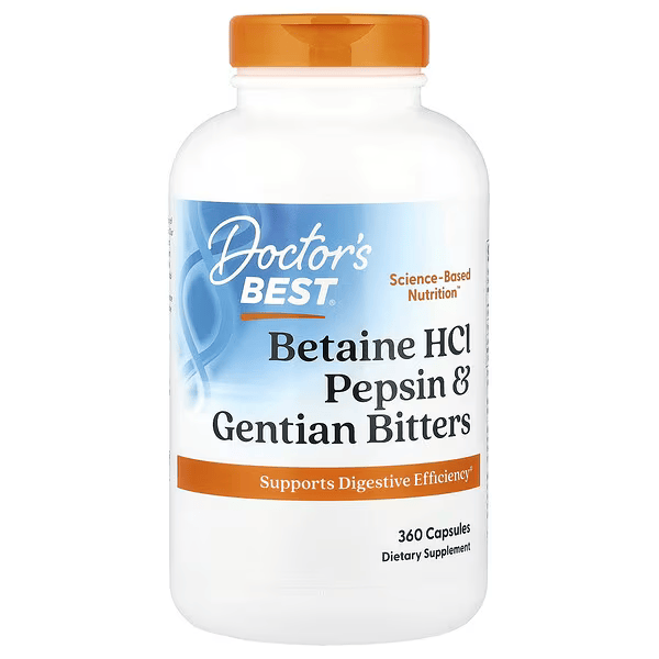 128 (1) Doctor's Best, Betaine HCl, Pepsin and Gentian Bitters, 360 Capsules