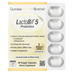 California Gold Nutrition, LactoBif® 5, Probiotics with 5 Lactobacilli and 3 Bifidobacteria, 5 Billion CFU, 60 Veggie Capsules