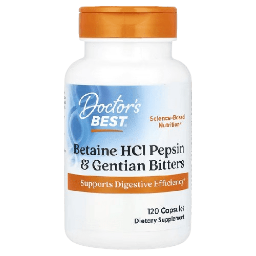 Doctor's Best, Betaine HCl Pepsin & Gentian Bitters, 120 Capsules