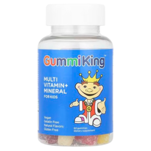 GummiKing, Multi Vitamin + Mineral Gummies for Kids, Strawberry, Orange, Lemon, Grape, Cherry and Grapefruit, 60 Gummies