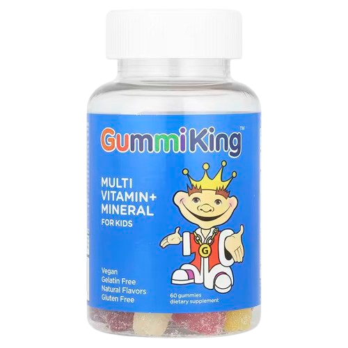 GummiKing, Multi Vitamin + Mineral Gummies for Kids, Strawberry, Orange, Lemon, Grape, Cherry and Grapefruit, 60 Gummies
