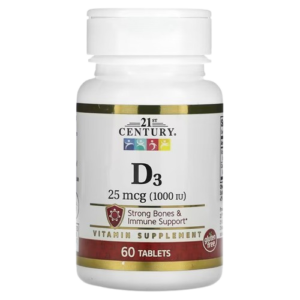 21st Century, D3, 25 mcg (1,000 IU), 60 Tablets