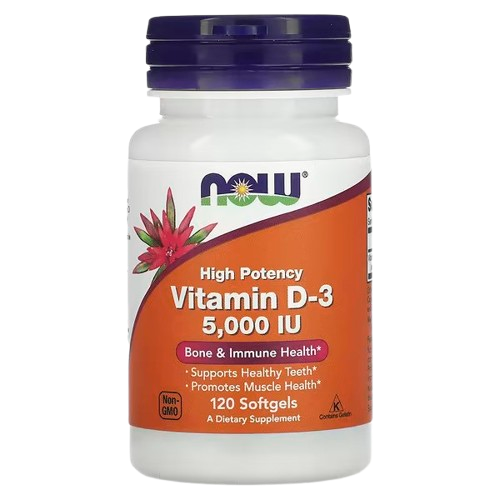 NOW Foods, Vitamin D-3, High Potency, 5,000 IU, 120 Softgels