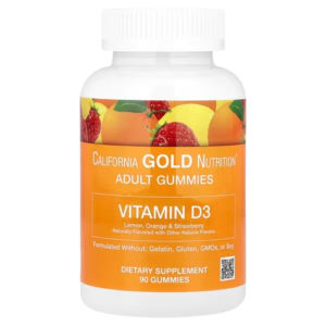 California Gold Nutrition, Vitamin D3 Gummies, Lemon, Orange, & Strawberry, 50 mcg (2,000 IU), 90 Gummies (25 mcg (1,000 IU per Gummy))
