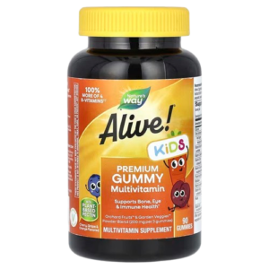 Nature's Way, Alive! Kids, Premium Gummy Multivitamin, Cherry, Grape & Orange, 90 Gummies