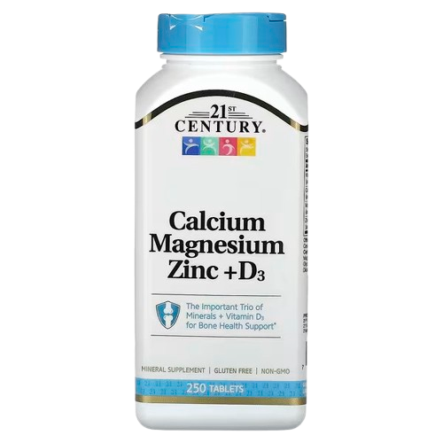 ezgif-2957f076a8e644-removebg-preview 21st Century, Calcium Magnesium Zinc + D3, 250 Tablets