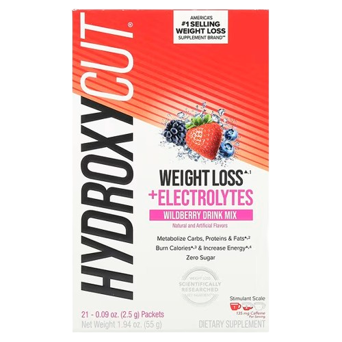 Hydroxycut, Weight Loss + Electrolytes Drink Mix, Wildberry, 21 Packets, 0.09 oz (2.5 g) Each