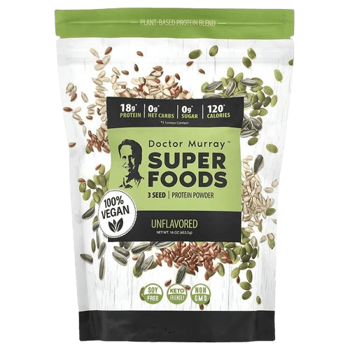 Dr. Murray's, Super Foods, 3 Seed Protein Powder, Pumpkin + Flax + Sunflower, Unflavored, 16 oz (453.5 g)