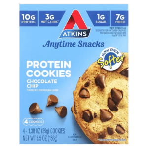 Atkins, Anytime Snacks, Protein Cookies, Chocolate Chip, 4 Cookies, 1.38 oz (39 g) Each