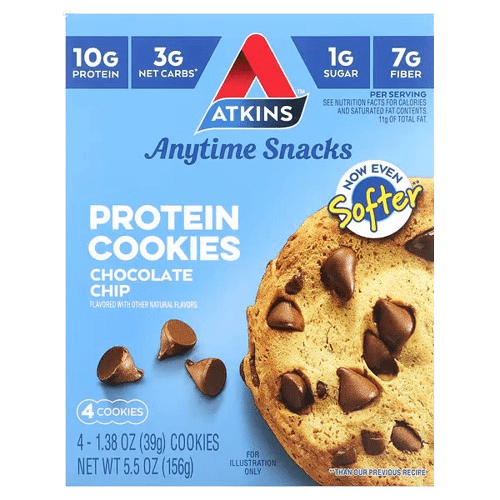 image-removebg-preview (12) Atkins, Anytime Snacks, Protein Cookies, Chocolate Chip, 4 Cookies, 1.38 oz (39 g) Each