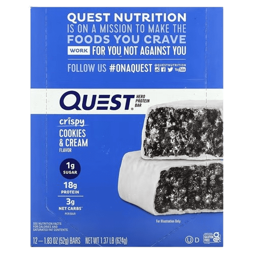 image-removebg-preview (13) Quest Nutrition, Hero Protein Bar, Crispy Cookies & Cream, 12 Bars, 1.83 oz (52 g) Each