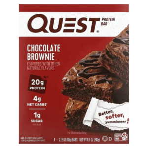 image-removebg-preview (17) Quest Nutrition, Protein Bar, Chocolate Brownie, 4 Bars, 2.12 oz (60 g) Each