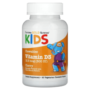 California Gold Nutrition, Chewable Vitamin D3 for Children, Natural Cherry, 12.5 mcg (500 IU), 90 Vegetarian Tablets