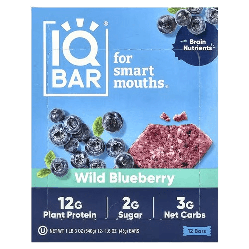 IQBAR, Plant Protein Bars, Wild Blueberry, 12 Bars, 1.6 oz (45 g) each