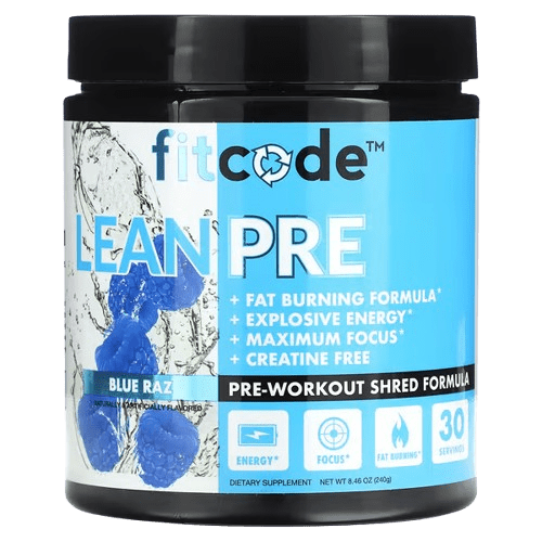 image-removebg-preview (61) fitcode, LeanPre, Pre-Workout Shred Formula, Blue Raspberry, 8.46 oz (240 g)