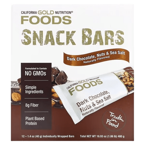 image-removebg-preview (7) California Gold Nutrition, Foods, Dark Chocolate, Nuts, & Sea Salt Snack Bars, 12 Bars, 1.4 oz (40 g) Each