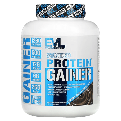 image-removebg-preview (70) EVLution Nutrition, Stacked Protein Gainer, Double Rich Chocolate, 6 lbs (2.72 kg)