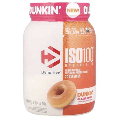 Dymatize, ISO100® Hydrolyzed, 100% Whey Protein Isolate, Dunkin® Glazed Donut, 1.34 lb (610 g)