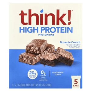 Think !, High Protein Bars, Brownie Crunch, 5 Bars, 2.1 oz (60 g) Each